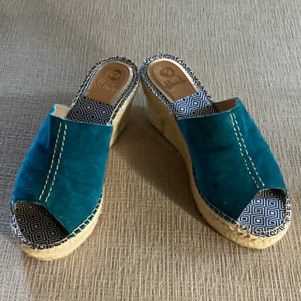 Vidorreta Turquoise Blue Suede Espradrille Wedges - Size EU 40/US 9 - Worn once - Picture 2 of 11